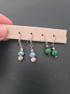 Set Of Two Danty Bead Dangle Earrings